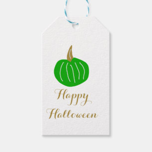 Étiquettes-cadeau Happy Halloween citrouille vert d'or automne Octob