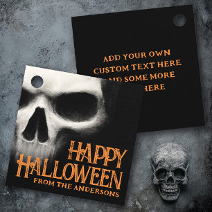 Étiquettes Cadeau Happy Halloween déplaisant crâne fantôme noir oran