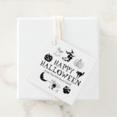 Étiquettes Cadeau Happy Halloween nom personnalisé noir blanc éffray (En situation)