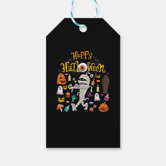 Étiquettes-cadeau Happy Halloween Scary Retro (Devant)