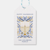 Étiquettes-cadeau Happy Hanoukka Festive Aquarelle Menorah FOLIAGE (Devant)