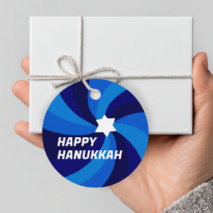 Étiquettes Cadeau HAPPY HANOUKKA Modern Star de David Custom
