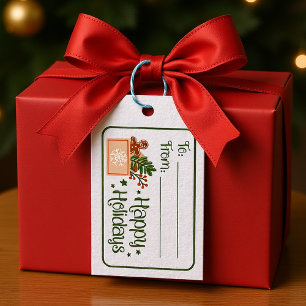 Étiquettes-cadeau Happy Holidays Gnome tag cadeau