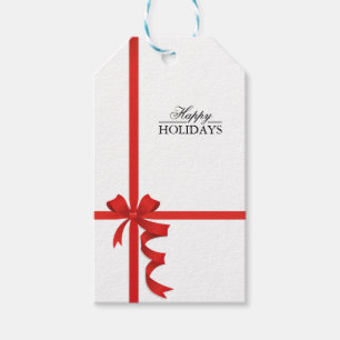 Étiquettes-cadeau Happy Holidays Red Ribbon Tags cadeaux