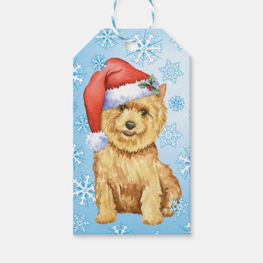 Étiquettes-cadeau Happy Howlidays Norwich Terrier (Devant)
