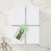 Étiquettes-cadeau Happy Jour de la Saint Patrick Brown chien vert (Avec de la ficelle)