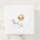 Étiquettes Cadeau Happy New Year Gold Disco Ball (En situation)