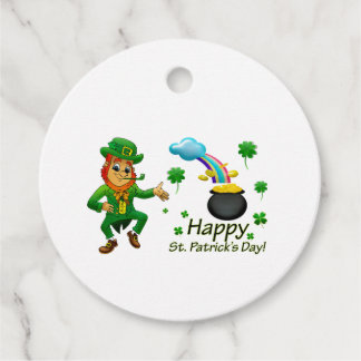 Étiquettes Cadeau Happy Saint Patrick's Day Leprechaun Rainbow 