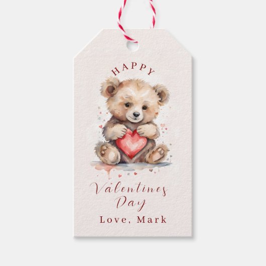 Étiquettes-cadeau Happy Valentines Day Bear Gift Tag (Devant)