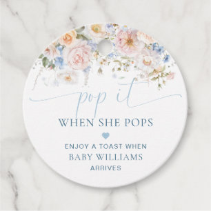 Étiquettes Cadeau Hargrove Blue Floral Baby shower Pop It