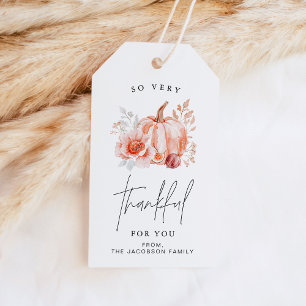 Étiquettes-cadeau HARLOW Floral Citrouille Thanksgiving Cadeau