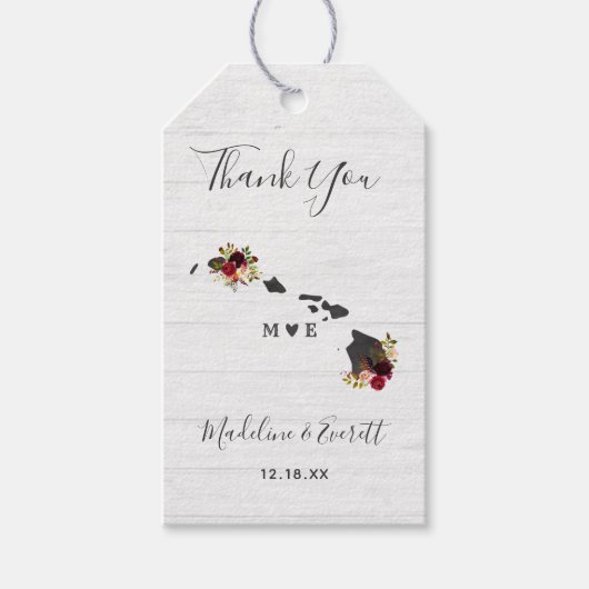 Étiquettes-cadeau Hawaii State Destination Rustique Mariage Merci (Devant)