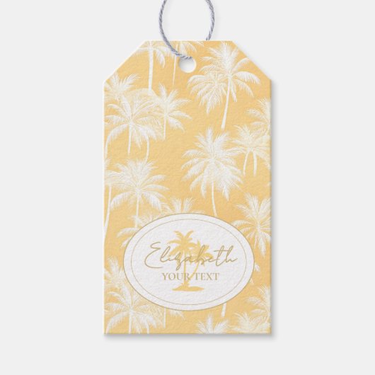 Étiquettes-cadeau Hawaiian Palm Tree Silhouette Motif Gold ID1093 (Devant)