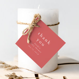 Étiquettes Cadeau HEIDI Red Boho Rustique Baby shower simple Merci