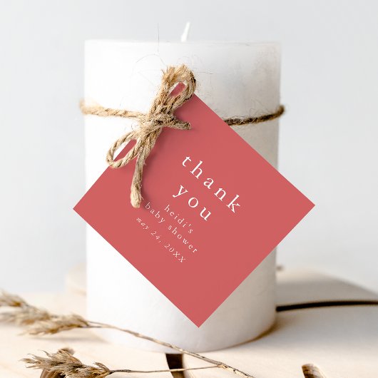 Étiquettes Cadeau HEIDI Red Boho Rustique Baby shower simple Merci