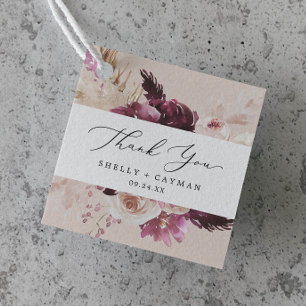 Étiquettes Cadeau Herbe Boho Pampas   Merci de pêche