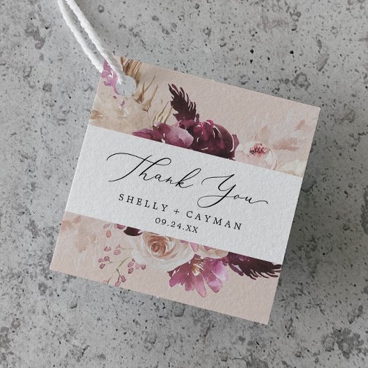 Étiquettes Cadeau Herbe Boho Pampas | Merci de pêche