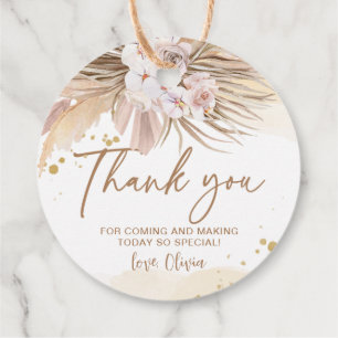 Étiquettes Cadeau Herbe de Pampas Boho Merci