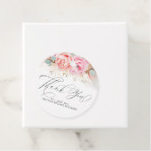 Étiquettes Cadeau Herbe des Pampas et Fleurs Roses Merci (En situation)