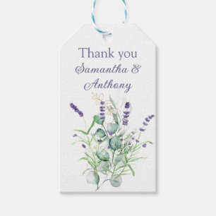 Étiquettes-cadeau Herbes d'aquarelle Lavender Eucalyptus violet
