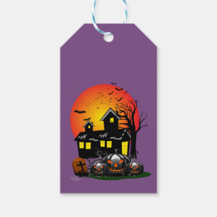 Étiquettes-cadeau Heure de fête d'Halloween en violet