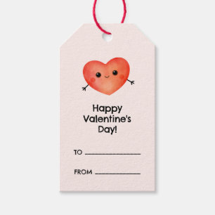 Étiquettes-cadeau Heureuse Sainte-Valentin au coeur rouge