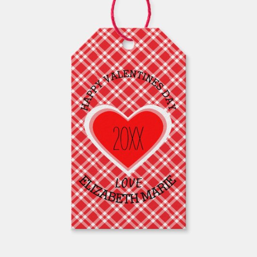 Étiquettes-cadeau Heureuse Sainte-Valentin Avec Coeur - Plaid (Devant)