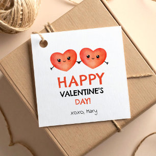Étiquettes Cadeau Heureuse Sainte-Valentin avec un couple de coeur b