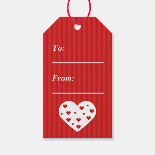 Étiquettes-cadeau Heureuse Sainte-Valentin Beau Coeurs blancs rouges (Dos)