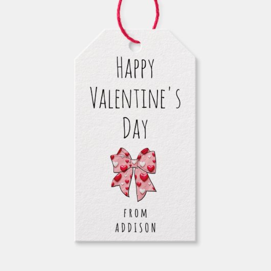 Étiquettes-cadeau Heureuse Sainte-Valentin Coquette Bow Coeur Motif (Devant)