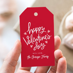 Étiquettes-cadeau Heureuse Sainte-Valentin des Coeurs rouge et rose