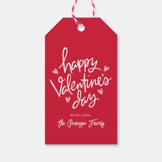 Étiquettes-cadeau Heureuse Sainte-Valentin des Coeurs rouge et rose (Devant)