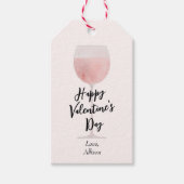 Étiquettes-cadeau Heureuse Sainte-Valentin en verre de vin rosé (Devant)