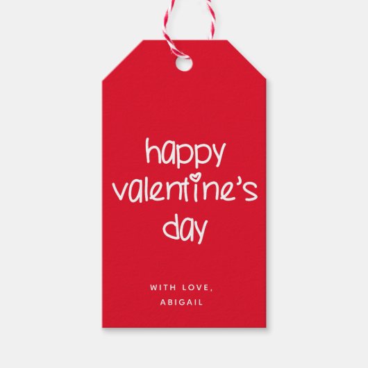 Étiquettes-cadeau Heureuse Sainte-Valentin - Jolie typographie Rouge (Devant)