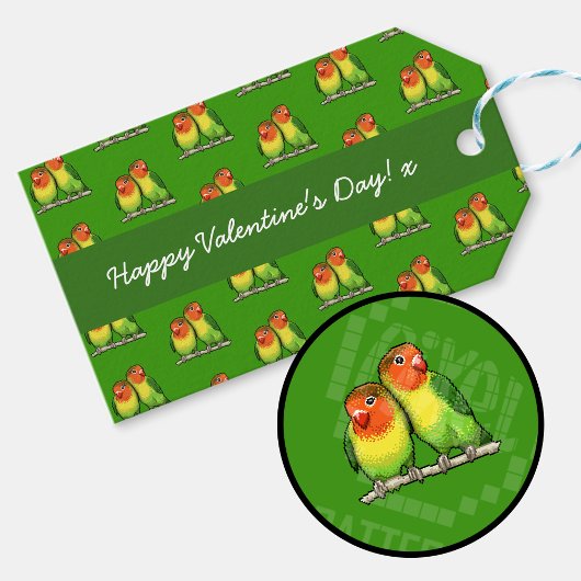 Étiquettes-cadeau Heureuse Sainte-Valentin Lovebirds Pixel Art Motif