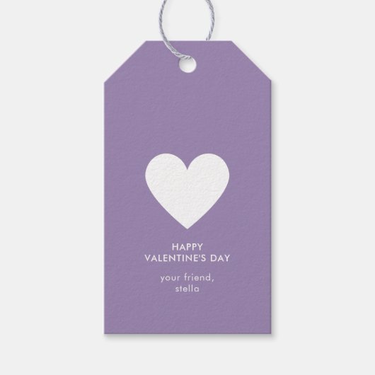 Étiquettes-cadeau Heureuse Sainte-Valentin moderne Purple Heart Stri (Devant)