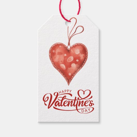 Étiquettes-cadeau Heureuse Sainte-Valentin Red Hearts (Devant)