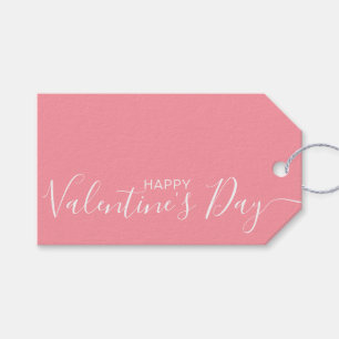 Étiquettes-cadeau Heureuse Sainte-Valentin rose blanc moderne