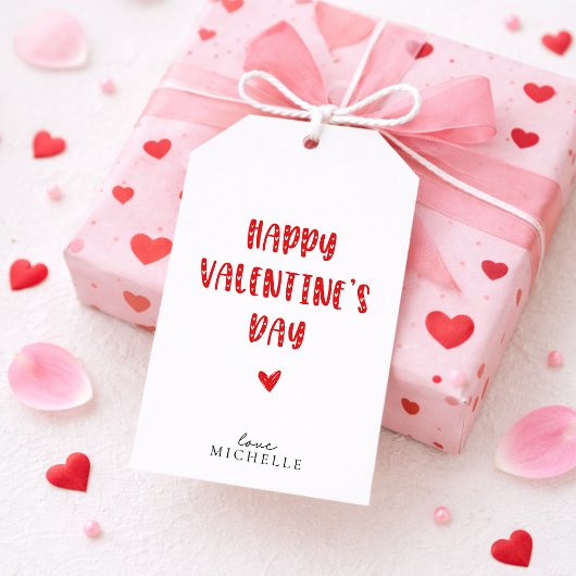 Étiquettes-cadeau Heureuse Sainte-Valentin simple