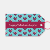 Étiquettes-cadeau Heureuse Sainte-Valentin simple Coeur Motif Pixel (Devant (Horizontal))