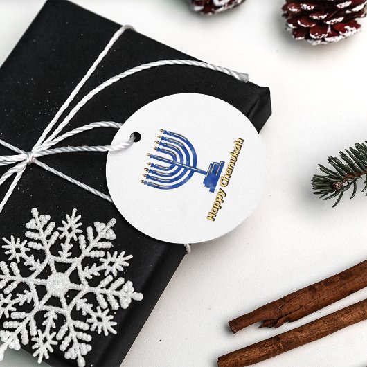 Étiquettes Cadeau Heureux Chanukah Menorah