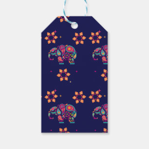ÉTIQUETTES-CADEAU HEUREUX DIWALI INDIA INDIAN ELEPHANT MANDALA