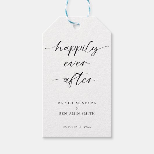 Étiquettes-cadeau Heureux Jamais après Mariage minimal Script élégan (Devant)