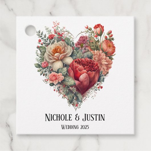 Étiquettes Cadeau Heureux Mariage Rose de Valentine (Devant)