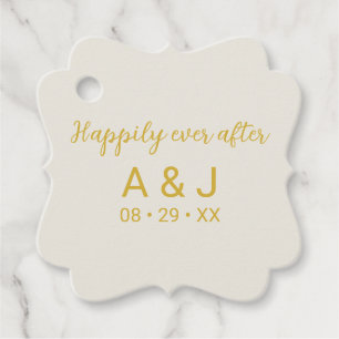 Étiquettes Cadeau Heureux toujours après Alabaster Gold Mariage