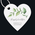 Étiquettes Cadeau Heureux toujours après Rustic Greenery Mariage<br><div class="desc">Des étiquettes rustiques de mariage verdoyantes avec un design simple avec une aquarelle verte peinte avec de grands feuilles, sur un arrière - plan blanc. Voici le message "Happily Ever After" dans une police manuscrite de script et vos noms dans une police serif. Le côté arrière a un lavage à...</div>