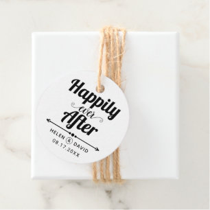 Étiquettes Cadeau Heureux toujours après un mariage élégant de typog