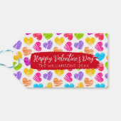 Étiquettes-cadeau Heureux Valentines Fille Vibrant Doodled Hearts No (Dos Horizontal)