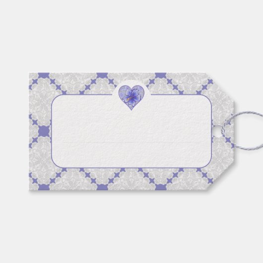 Étiquettes-cadeau Hibiscus & dentelle BLEU (Devant (Horizontal))