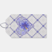 Étiquettes-cadeau Hibiscus & dentelle BLEU (Dos (Horizontal))